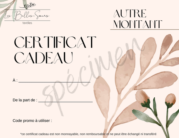 Certificat cadeau - Autre montant